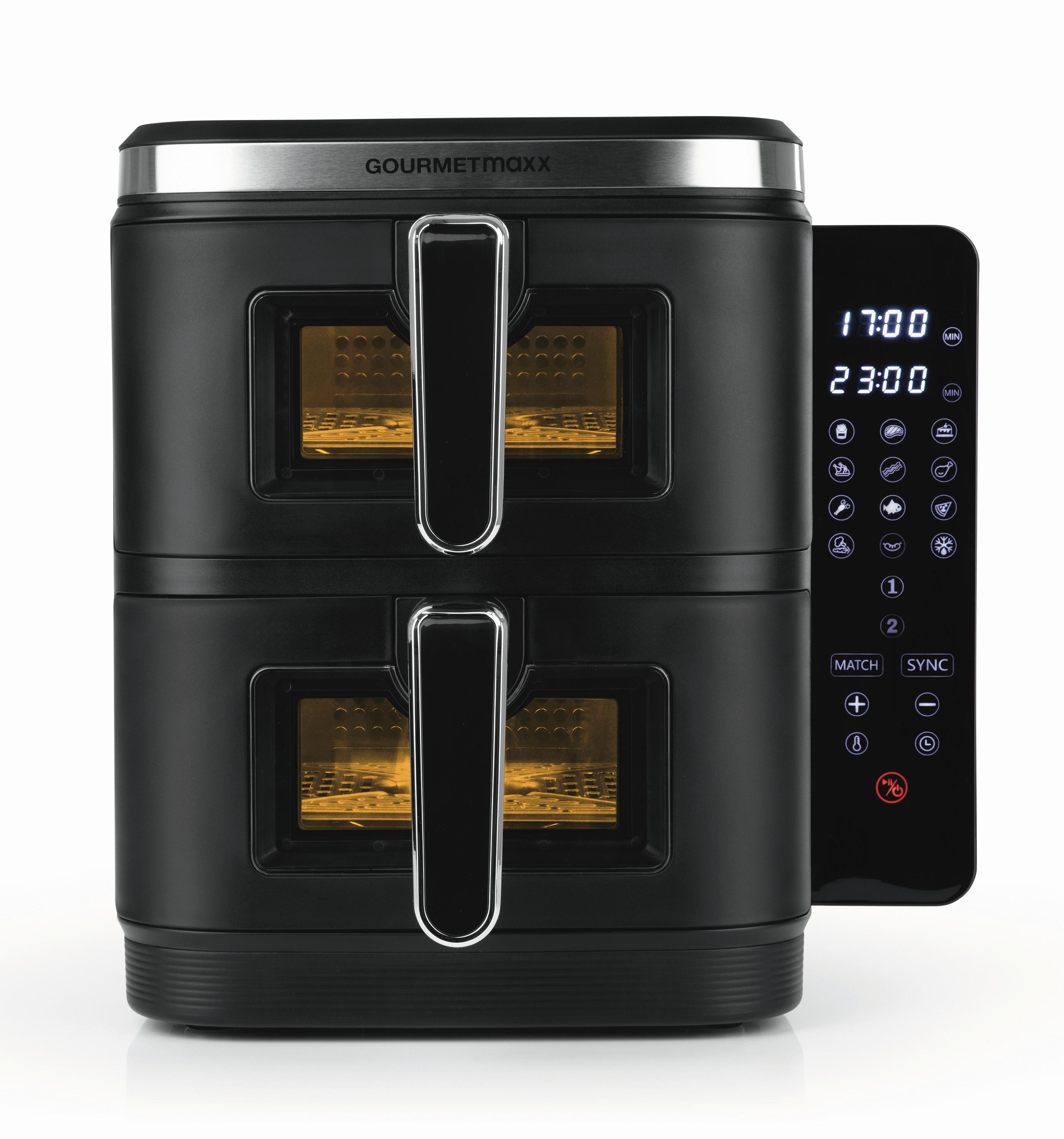 Heißluftfritteuse, 2800w,10 L 16509 Gourmetmaxx Heißluft-F - Schwarz, Basics, Glas/Kunststoff (38,7/31,9/30,3cm)