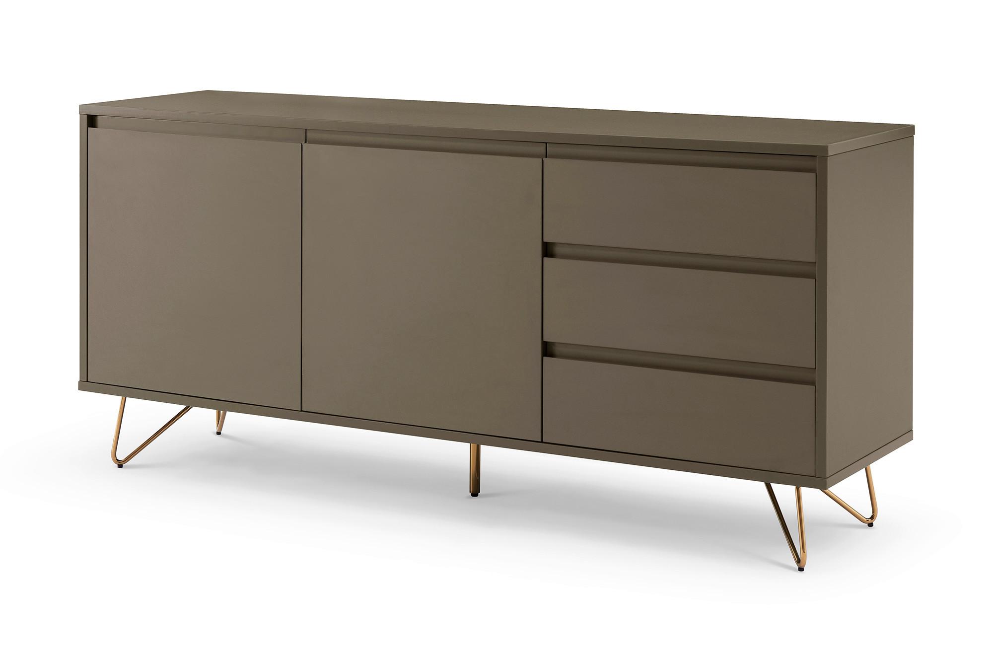 Sideboard Grau B: 150cm - Messingfarben/Grau, Design, Holzwerkstoff (150/70/40cm) - Livetastic