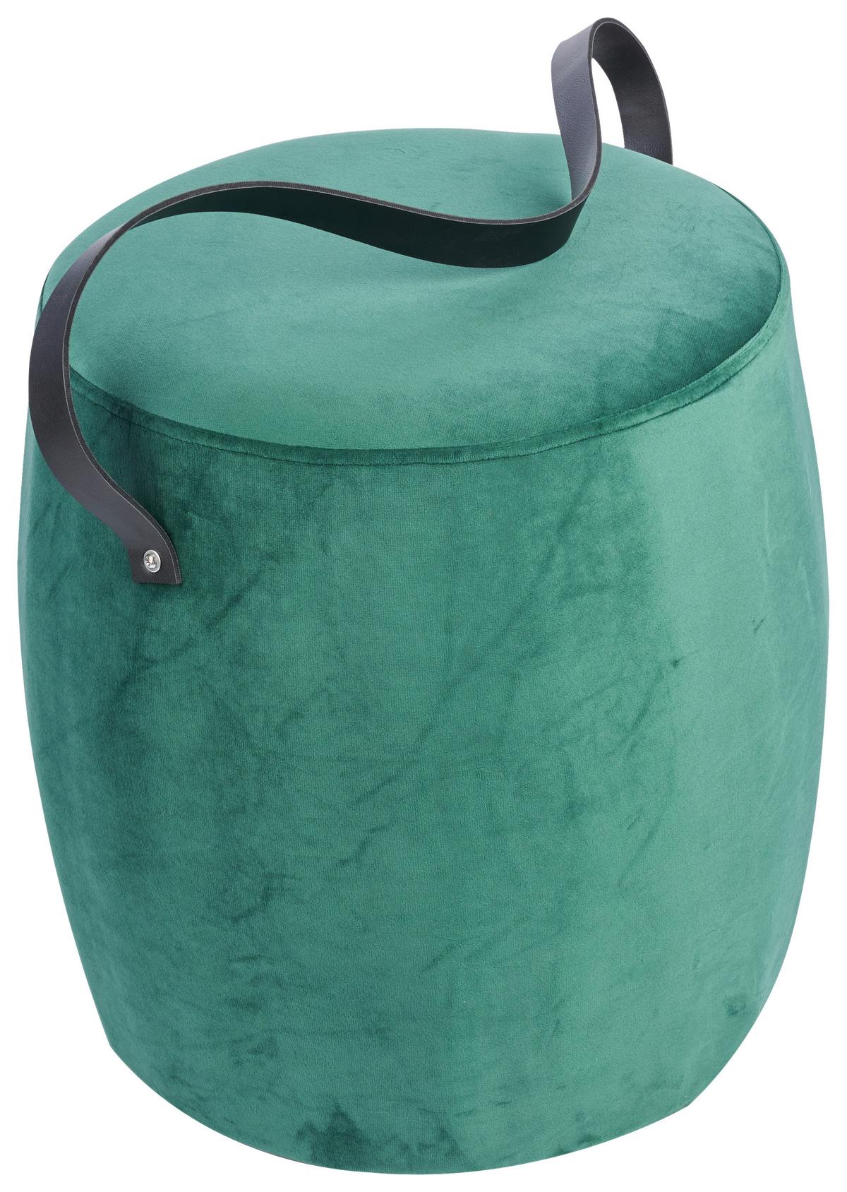 Hocker Textil Dunkelgrün Sitz Gepolstert H: 40 cm Rund - Dunkelgrün, Basics, Textil (38/40cm)