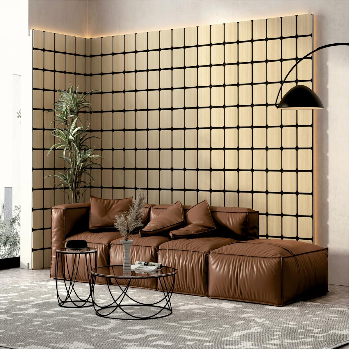 Akustikpaneel Sonido Quadrum - Hellbraun/Eichefarben, Basics, Holzwerkstoff/Kunststoff (60/58.5/1.8cm) - Novel