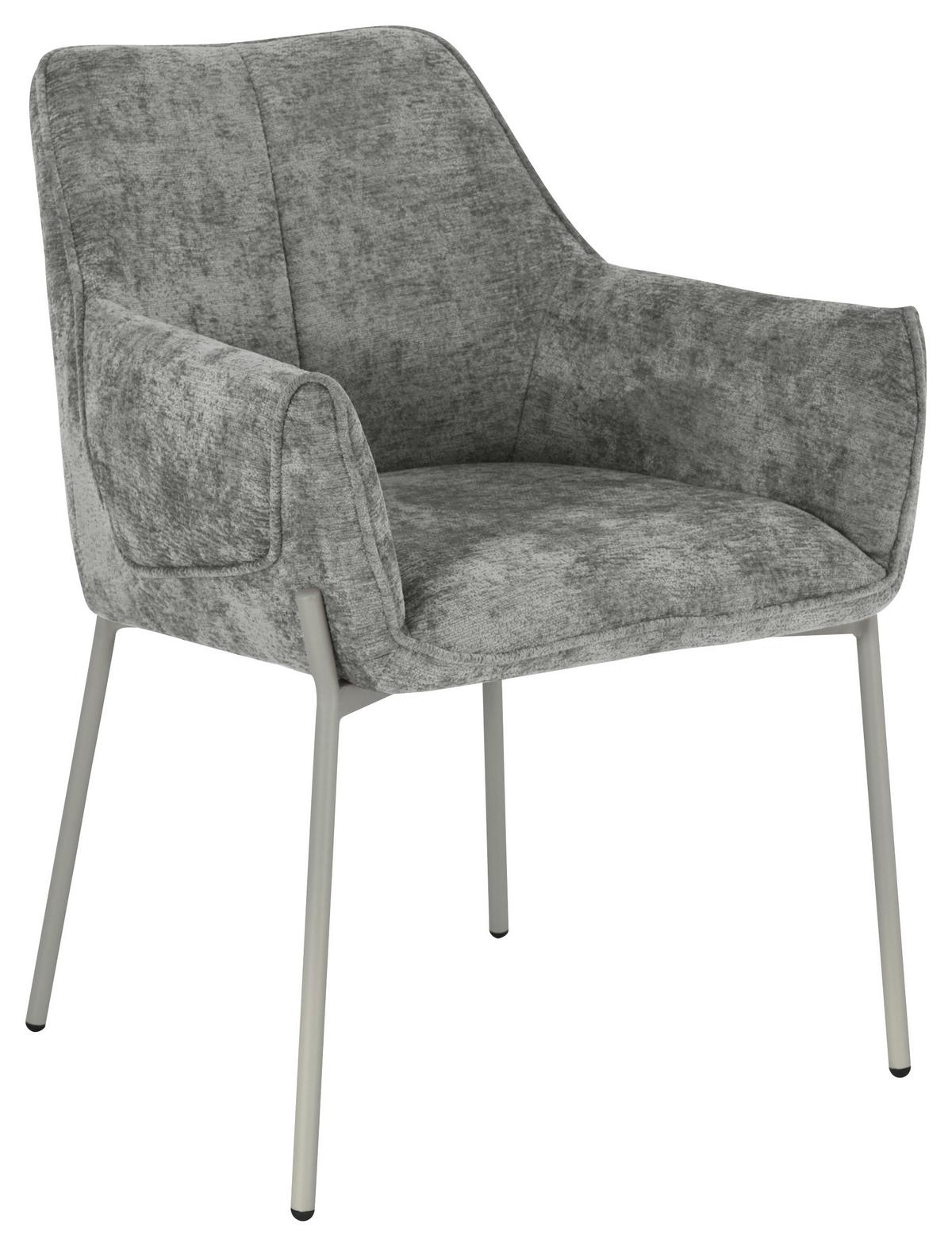 Armlehnstuhl Alea Chenille Grau, B: 62 cm - Dunkelgrau/Grau, MODERN, Holz/Textil (62/83/62cm) - MID.YOU