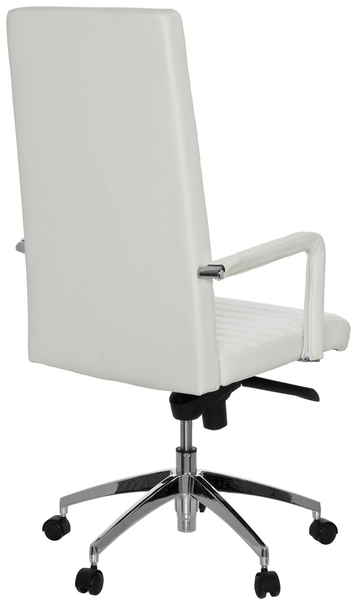 Drehstuhl Lenga Weiß - Silberfarben/Weiß, MODERN, Leder/Kunststoff (60/132/50cm) - MID.YOU