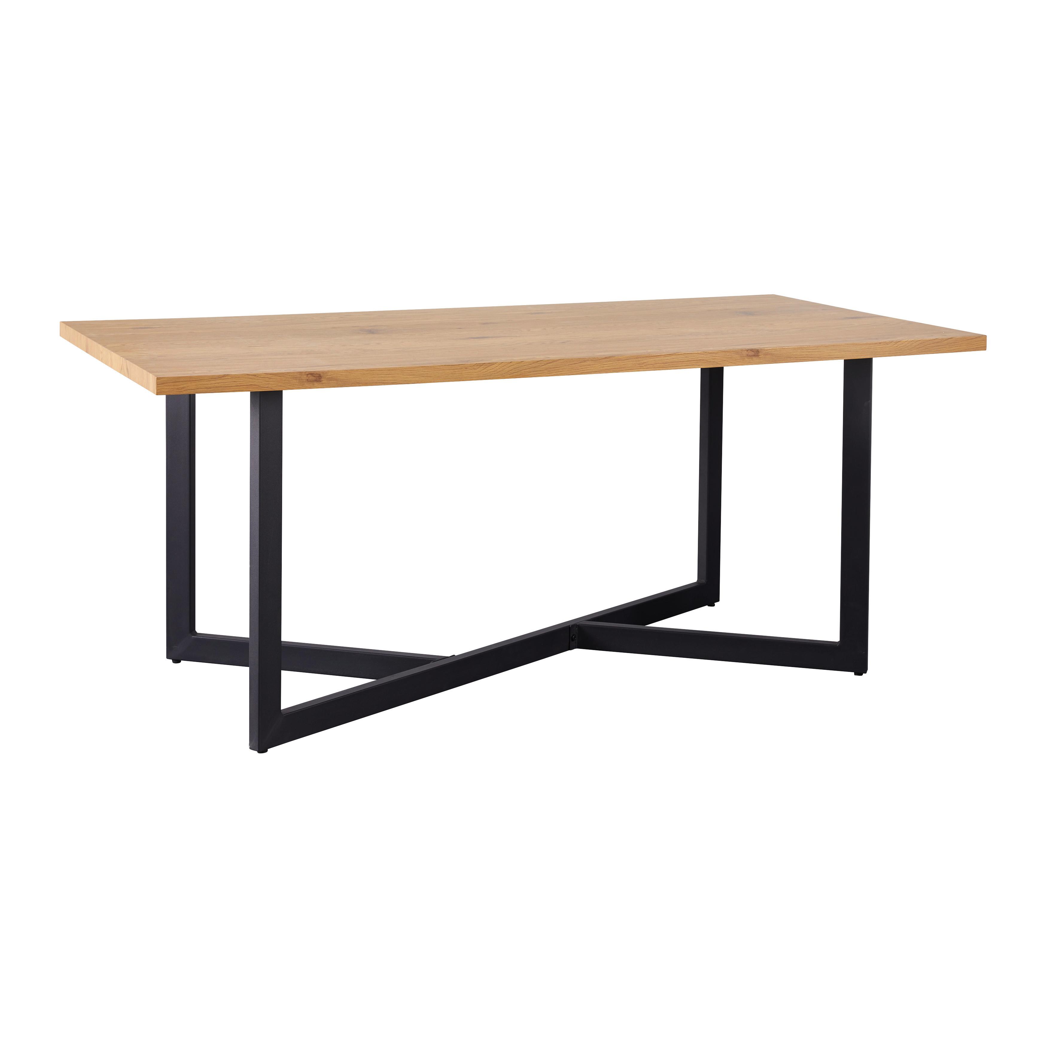 Jídelní stůl AVOLA dub 180x76x90 cm - černá/barvy dubu, Moderní, kov/kompozitní dřevo (180/90/76cm) - Bessagi Home