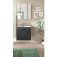 Kúpeľňa Ice 2-dielna. čierna/Dub tmavy - čierna/biela, Basics, kompozitné drevo/plast (60cm) - MID.YOU