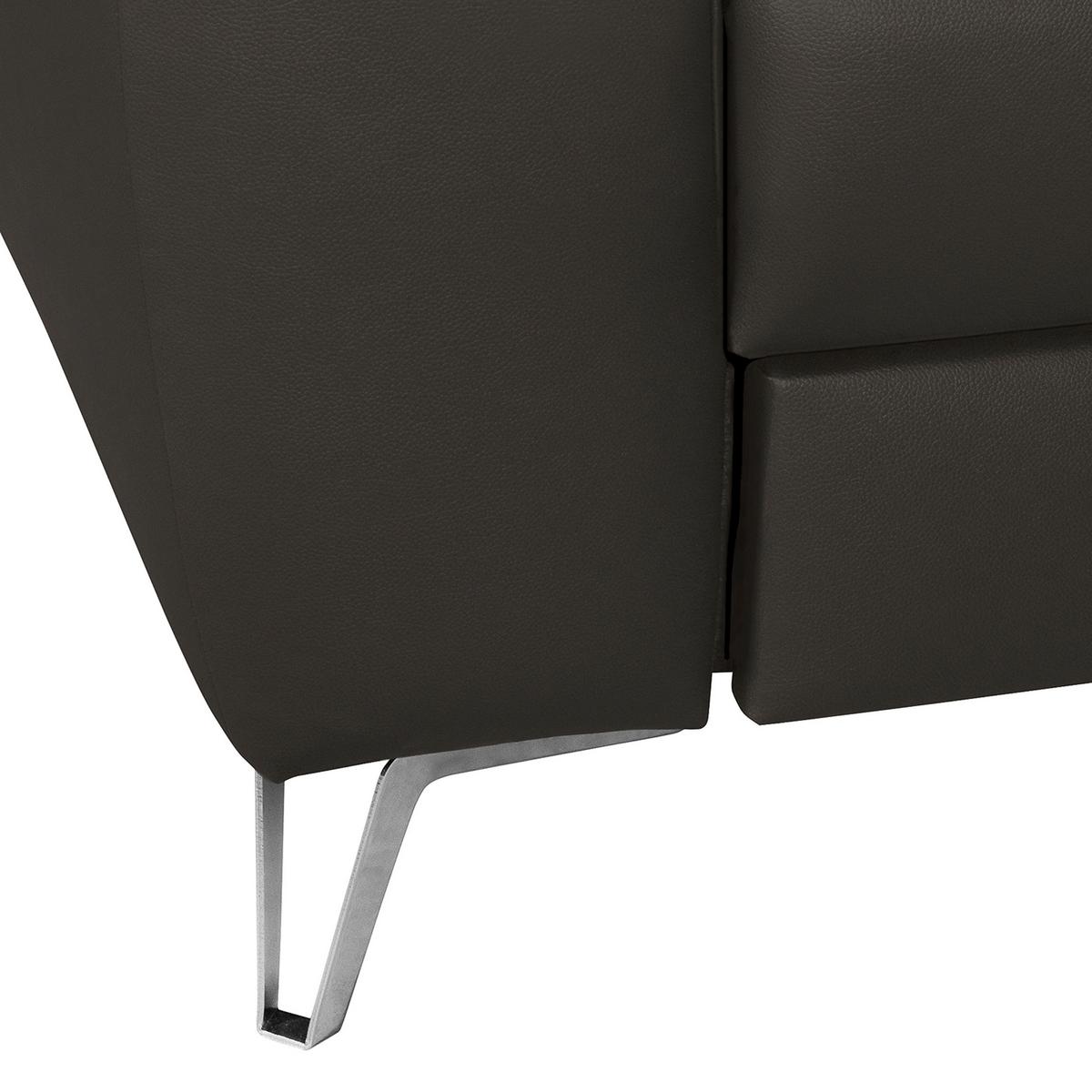 Ecksofa Santos Dunkelbraun S: 241 cm - Chromfarben/Dunkelbraun, Design, Leder/Textil (241/168cm) - Livetastic