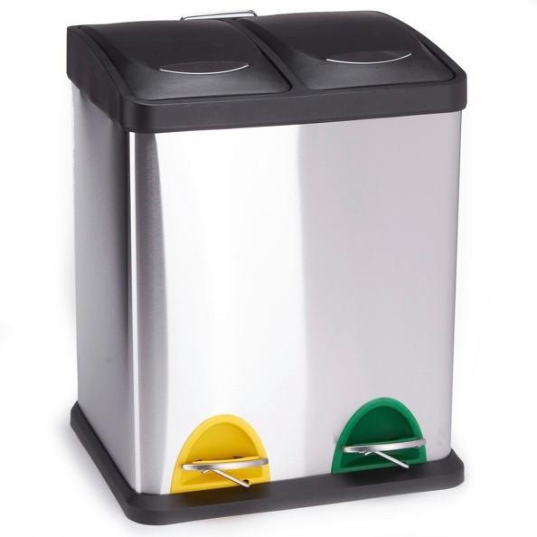 Treteimer 16l Silberfarben Metall LxBxH: 31x26,5x39,5 - Silberfarben/Schwarz, Basics, Kunststoff/Metall (31/26,5/39,5cm)