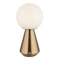 Akku-Tischleuchte Sora Weiß Kupferfarben D: 12cm - Weiß/Kupferfarben, KONVENTIONELL, Kunststoff/Metall (12/23,5cm) - Globo