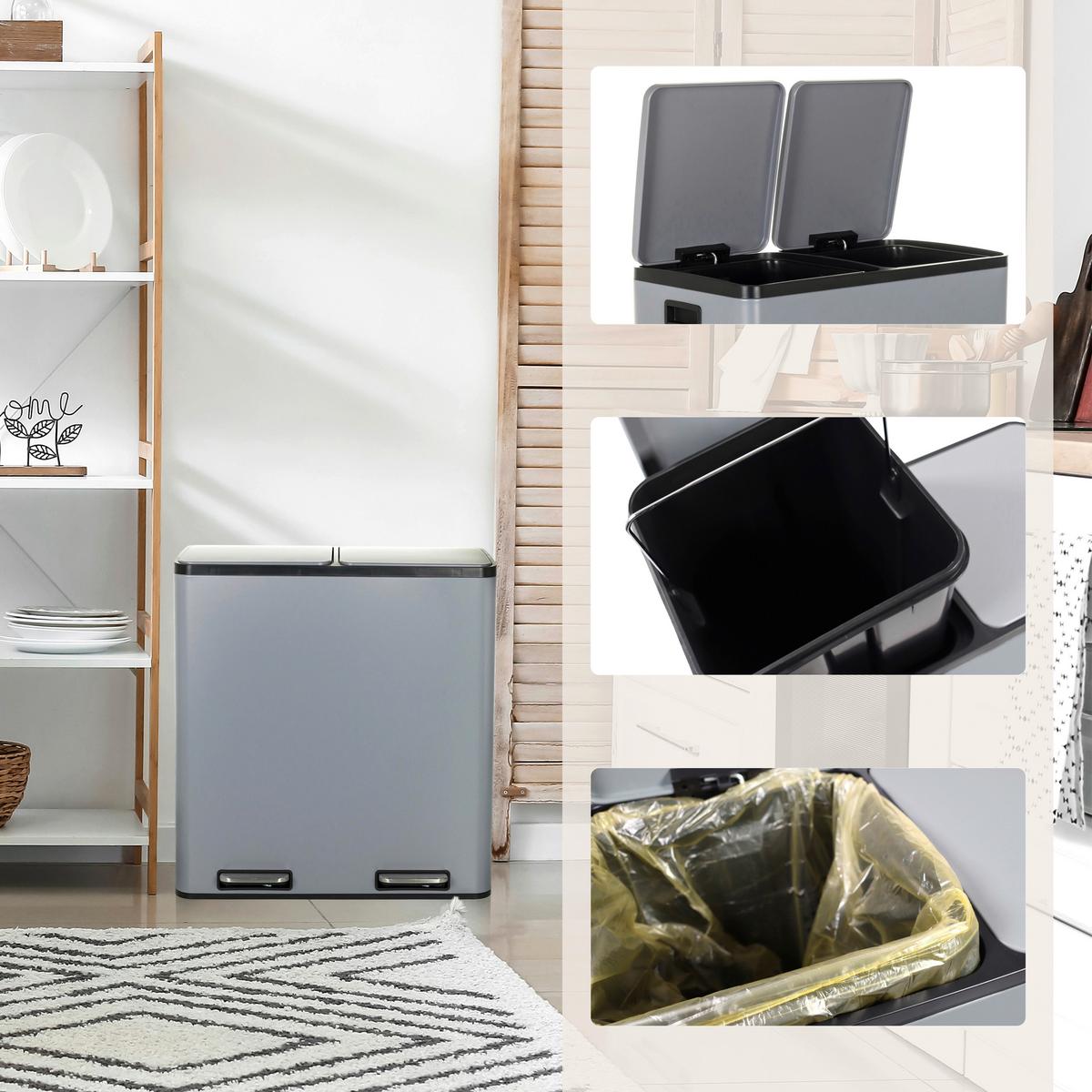 Abfallsammler Clean Xiii Schwarz B: 58,5 cm - Schwarz/Grau, MODERN, Kunststoff/Metall (58,5/62/32cm) - MID.YOU