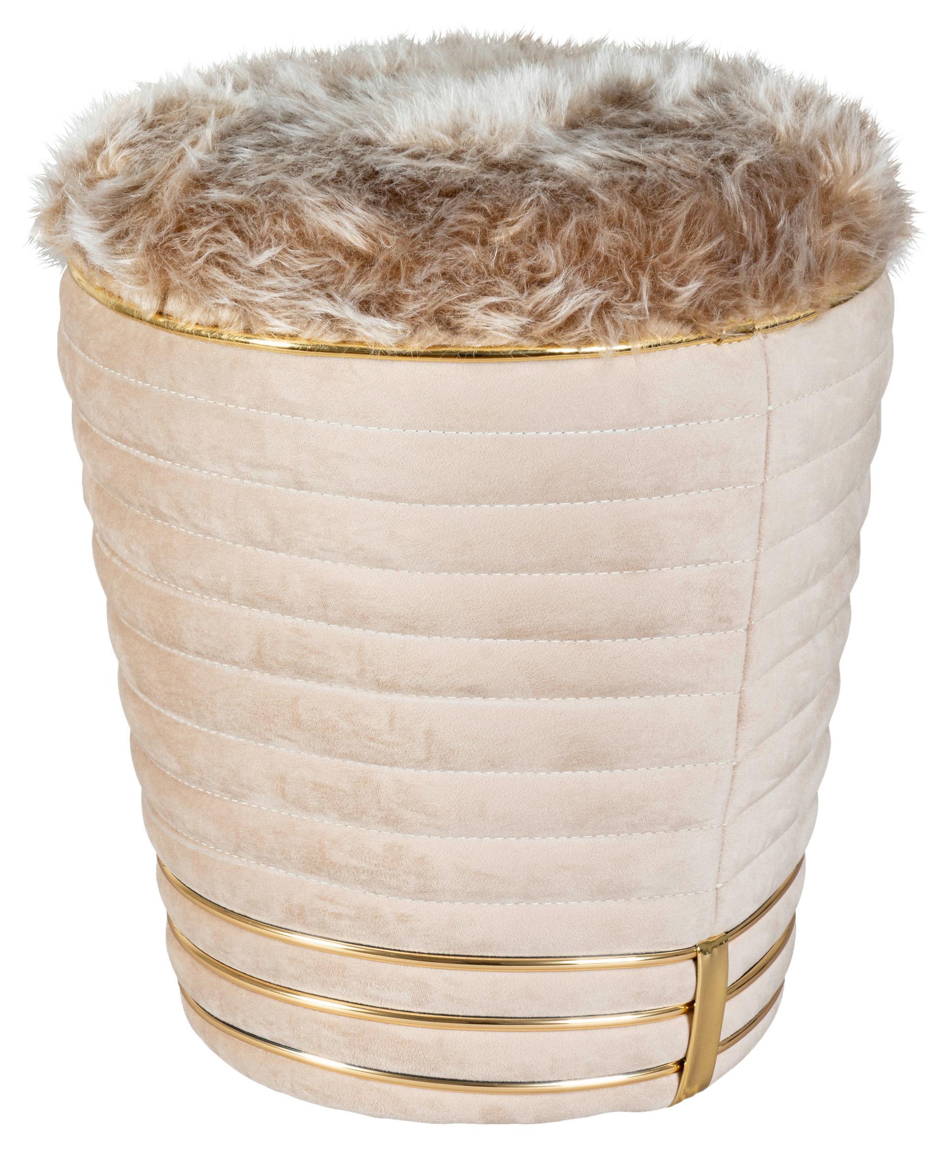 Hocker Doric 325 Goldfarben/Taupe D: 42 cm - Taupe/Goldfarben, Design, Textil (42/50cm) - Kayoom