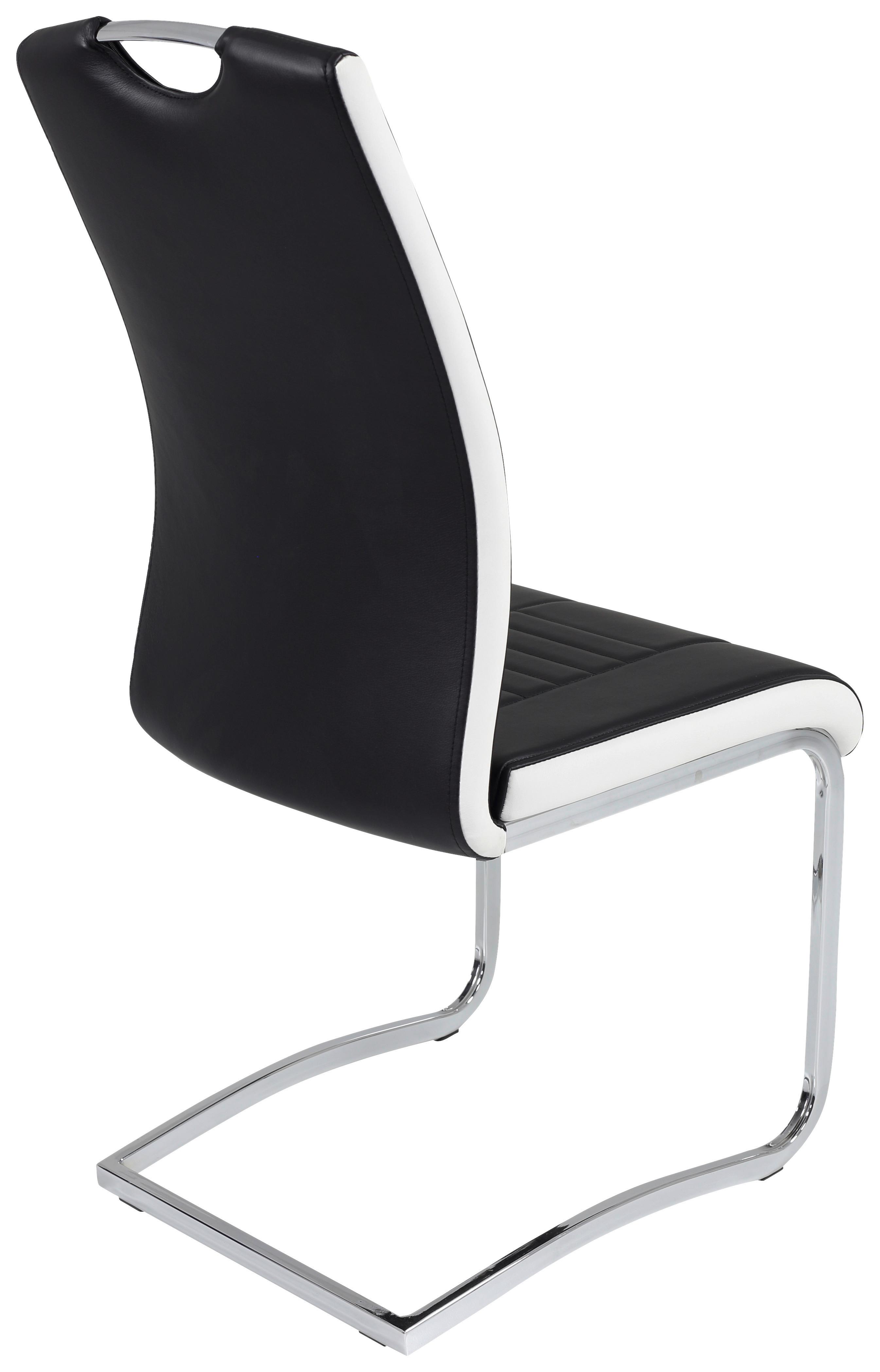 Schwingstuhl Tabea S Schwarz Lederlook Gepolstert 2er-Set - Chromfarben/Schwarz, MODERN, Textil/Metall (43/99/61cm) - MID.YOU