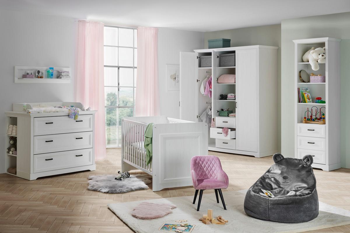 ŠATNÍ SKŘÍŇ MARILOU - bílá/barvy niklu, Romantický / Rustikální, kov/kompozitní dřevo (164/206/64cm)