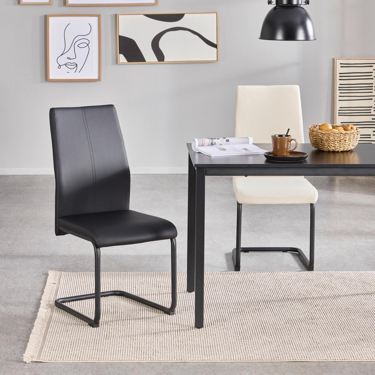 Schwingstuhl Anne Schwarz Lederlook - Schwarz, KONVENTIONELL, Textil/Metall (44/96/57cm)