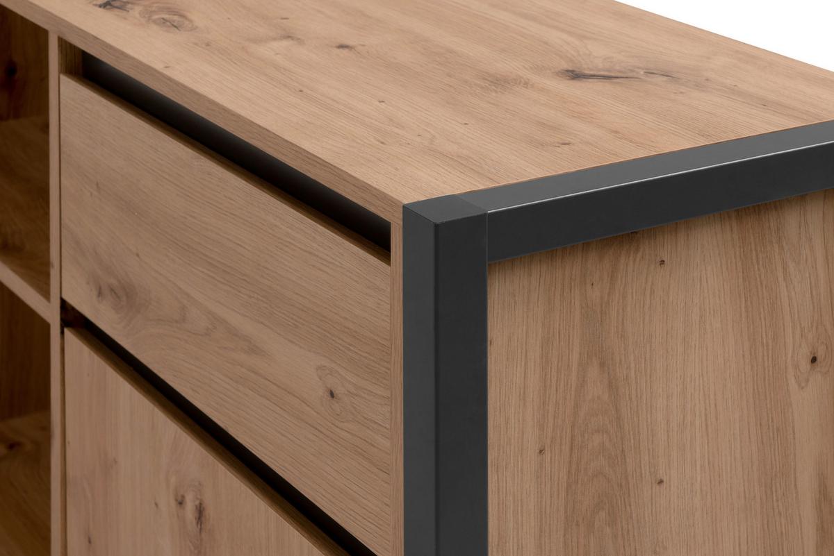 Eckschreibtisch Denver Anthr./ Eiche Artisan D. L: 139cm - Anthrazit/Eiche Artisan, MODERN, Holzwerkstoff (139/139/75cm) - MID.YOU