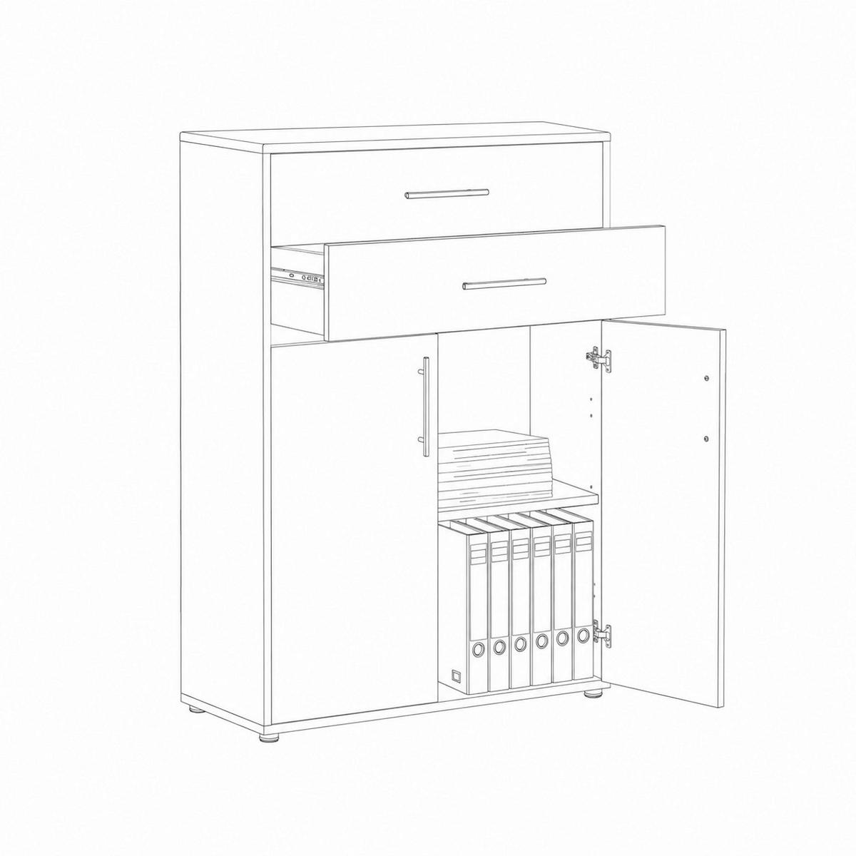 AKTENSCHRANK OFFICE EDITION - Weiß/Eiche Artisan, LIFESTYLE, Holzwerkstoff (84,4/113,6/33cm) - MID.YOU