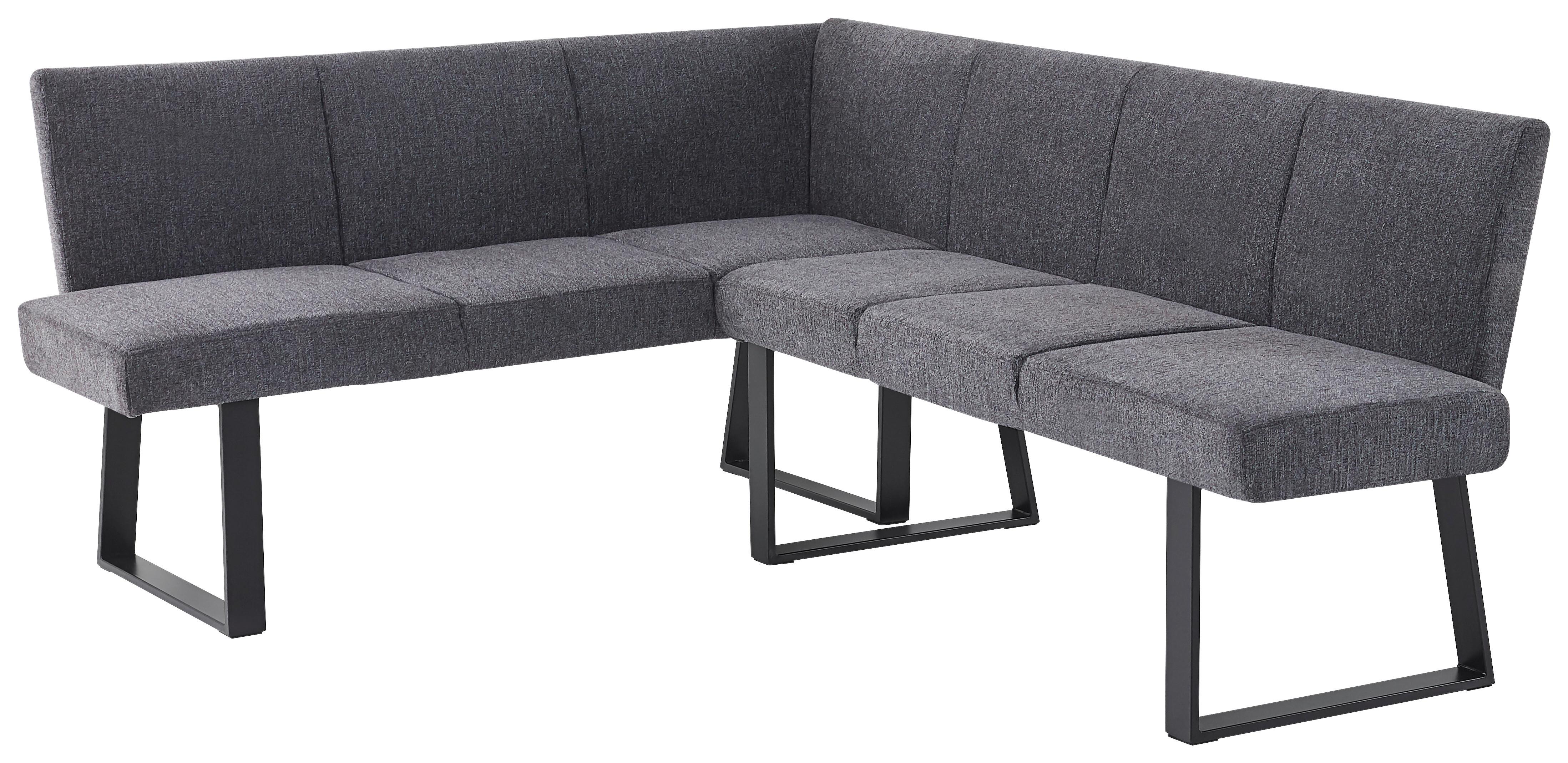 Eckbank Anthrazit/Metallbeine Terri 150x190 cm - Anthrazit/Schwarz, MODERN, Textil/Metall (150/190cm) - MID.YOU
