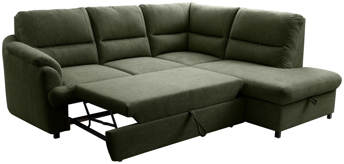 Rohová sedačka GUSTO, pravá, zelená - černá/zelená, Basics, dřevo/textil (240/200cm)