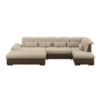 Wohnlandschaft Madera Cremefarben, S: 358x212 cm - Hellbraun/Creme, KONVENTIONELL, Kunststoff/Textil (190/358/212cm)