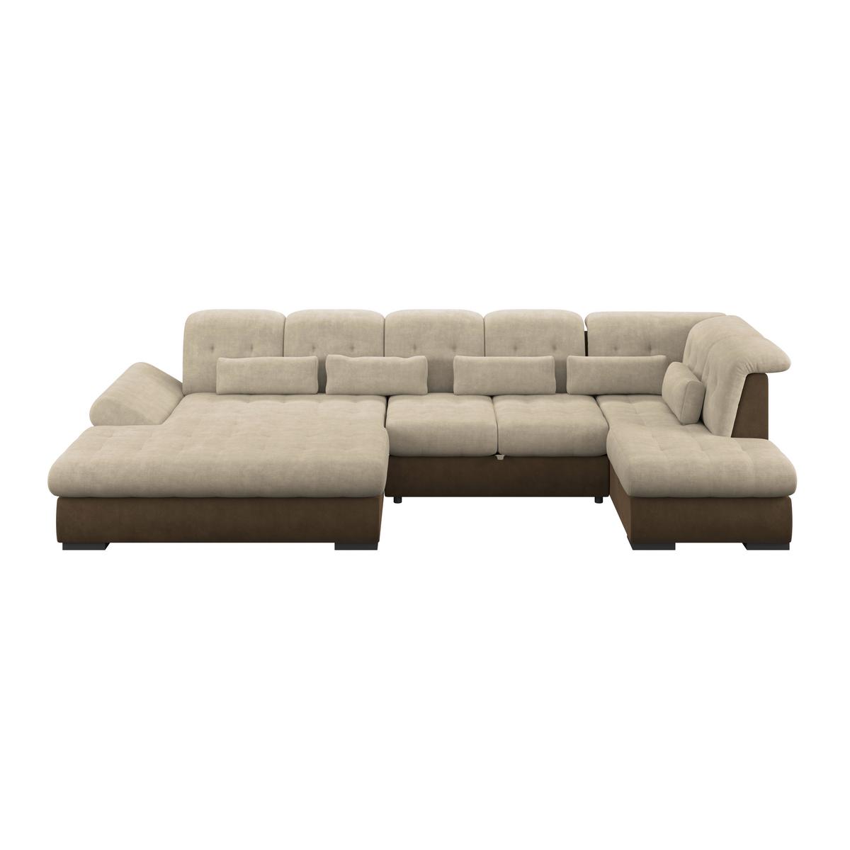 Wohnlandschaft Madera Cremefarben, S: 358x212 cm - Hellbraun/Creme, KONVENTIONELL, Kunststoff/Textil (190/358/212cm)