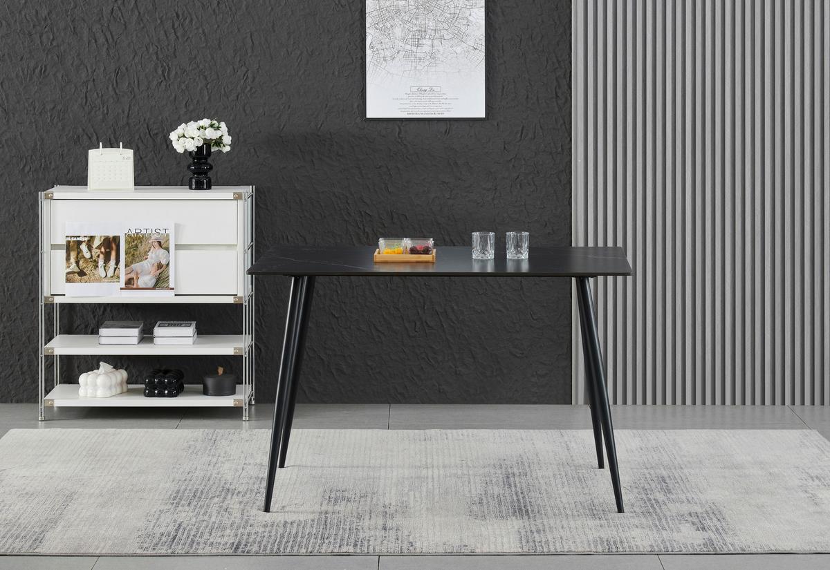 Esstisch Levi Keramik Schwarz, B: 120 Cm - Schwarz, KONVENTIONELL, Keramik/Metall (120/76/80cm) - P & B