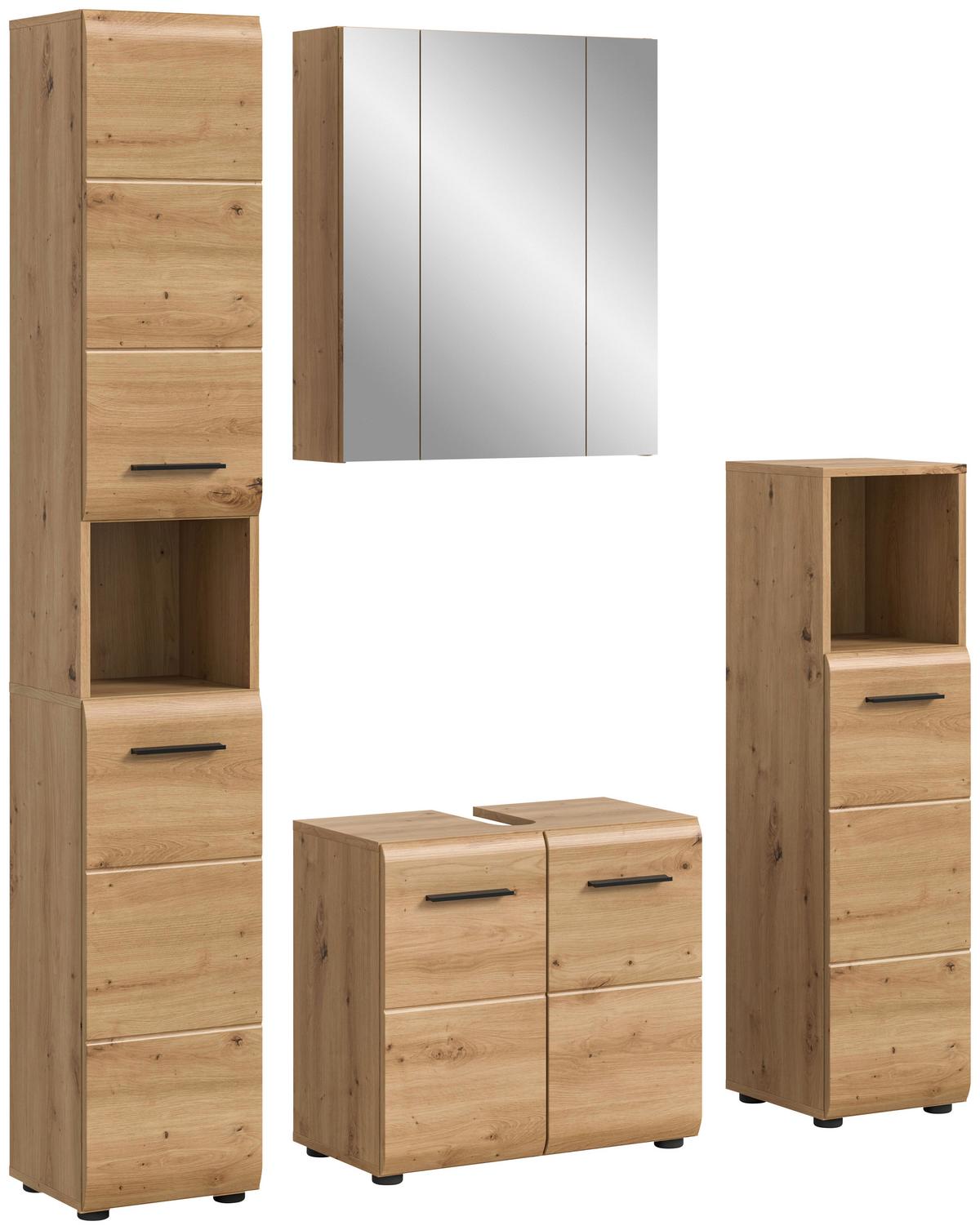 Badezimmer Ice Eiche Artisan Dekor B: 150cm - Schwarz/Eiche Artisan, Basics, Holzwerkstoff (150cm) - MID.YOU