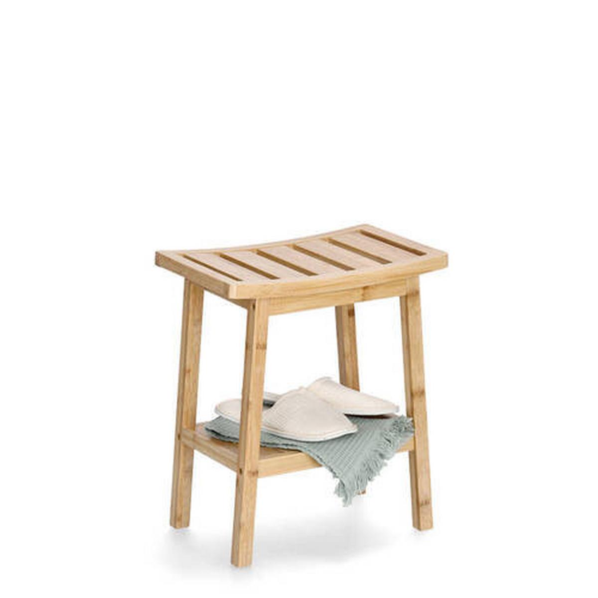 Hocker Holz Naturfarben BxHxT: 40x25x46 cm - Naturfarben, Basics, Holz (40/25/46cm) - Zeller Present