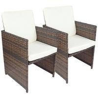 Gartensessel-Set 2-Tlg. Raloso Metall/Kunststoff/Textil - Braun/Weiß, MODERN, Kunststoff/Textil (53/84/53cm) - Ambia Garden