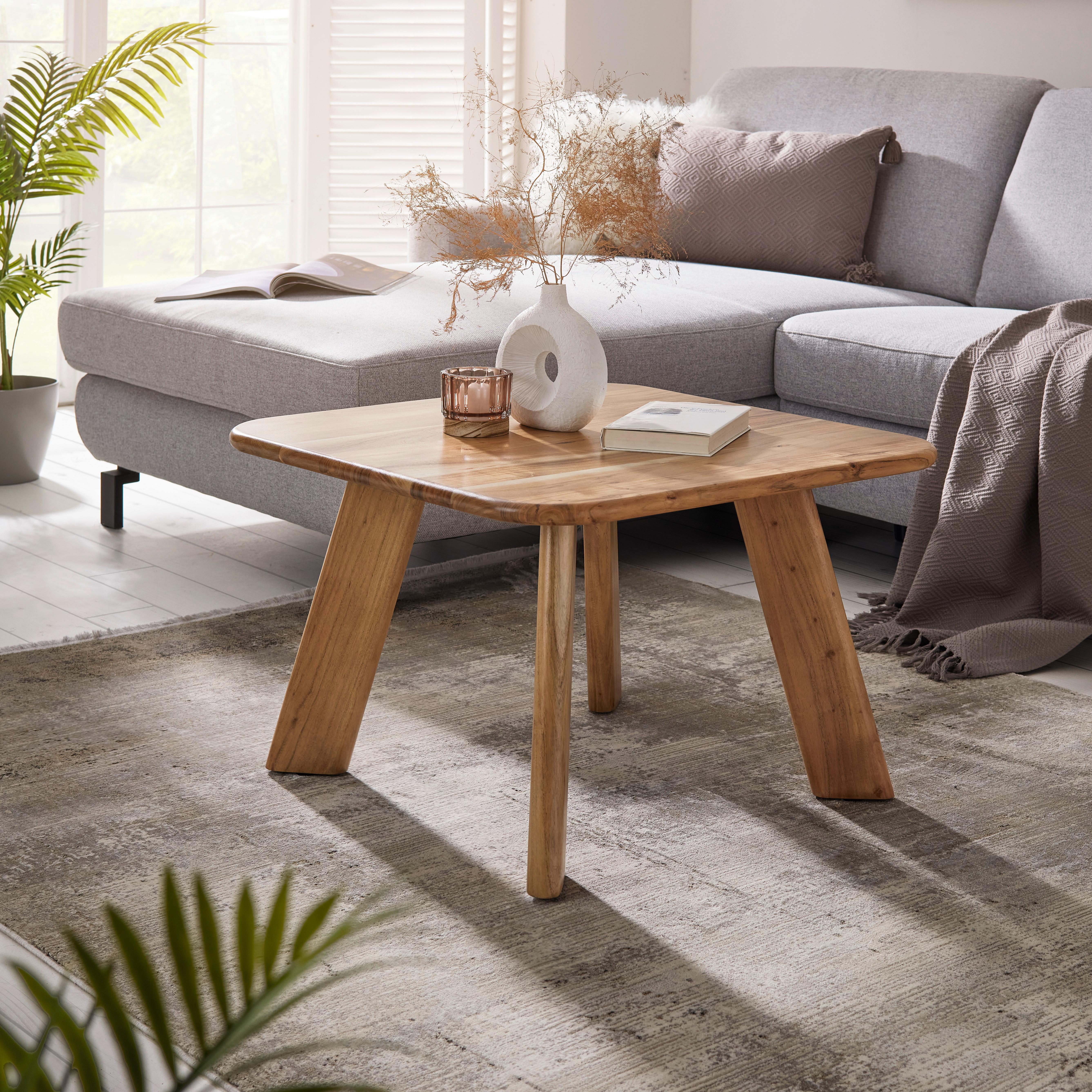 Konferenční stolek LIZA akácie 70x70cm - barvy akácie, Moderní, dřevo (70/70/45cm) - Premium Living