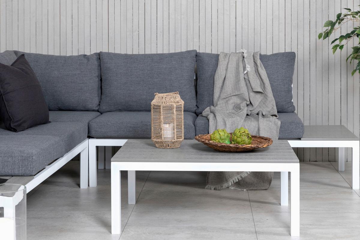 Loungegarnitur Odense - Weiß, KONVENTIONELL, Metall (133/167cm) - Gardenson