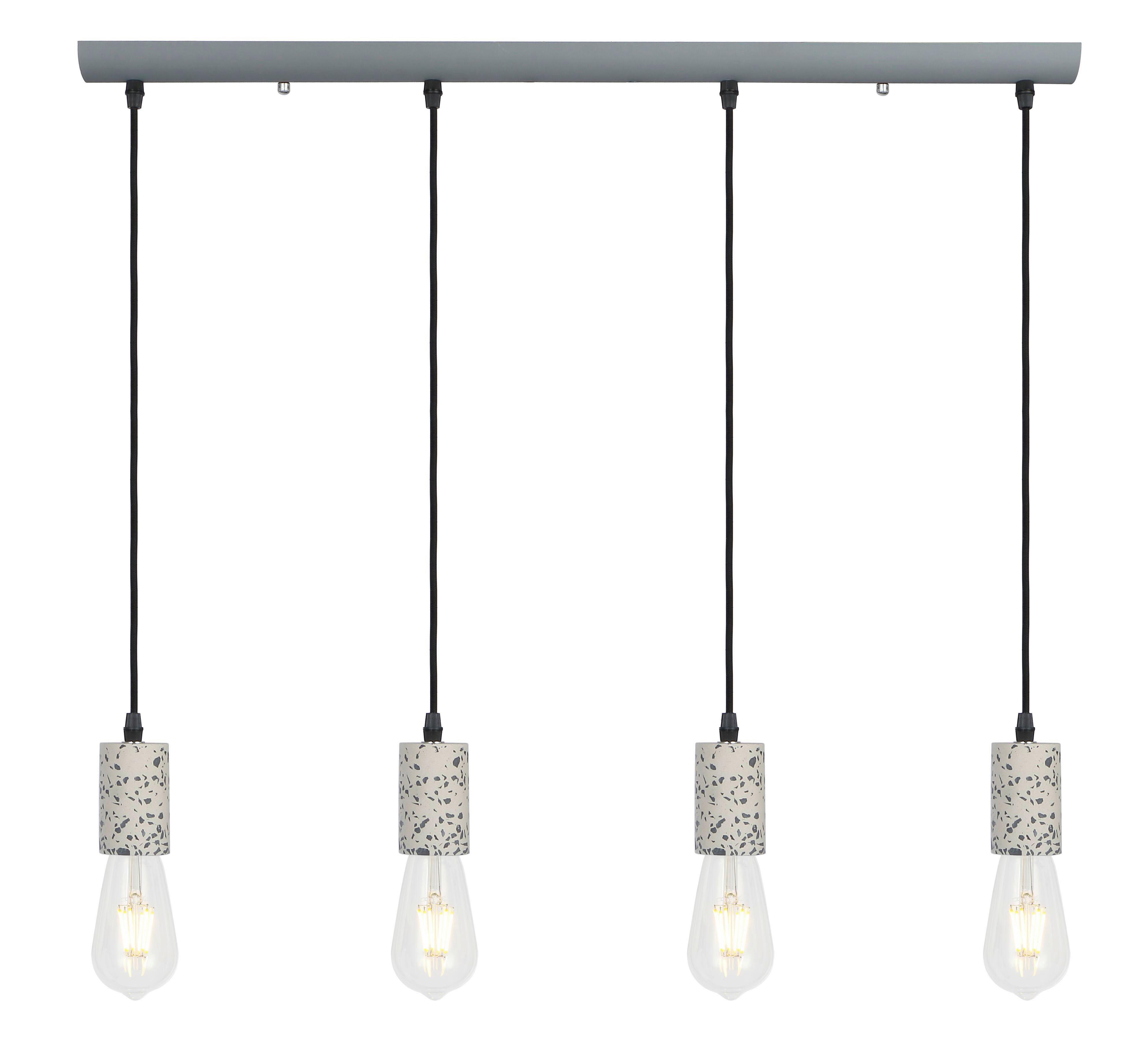 Hängeleuchte Edmund H: 120 Cm 4-Flammig, Metall/ Stein - Grau, Basics, Stein/Metall (80/5,5/120cm) - Globo