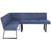 Eckbank Dunkelblau Leinenoptik Tampa 150x190 cm - Schwarz/Dunkelblau, MODERN, Textil/Metall (150/190cm) - MID.YOU