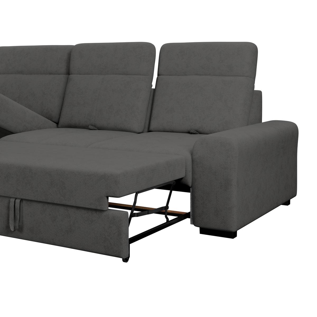 Ecksofa mit Bettfunktion Malaga new Chenille graphit - Schwarz/Graphitfarben, KONVENTIONELL, Textil (203/286cm) - Ondega