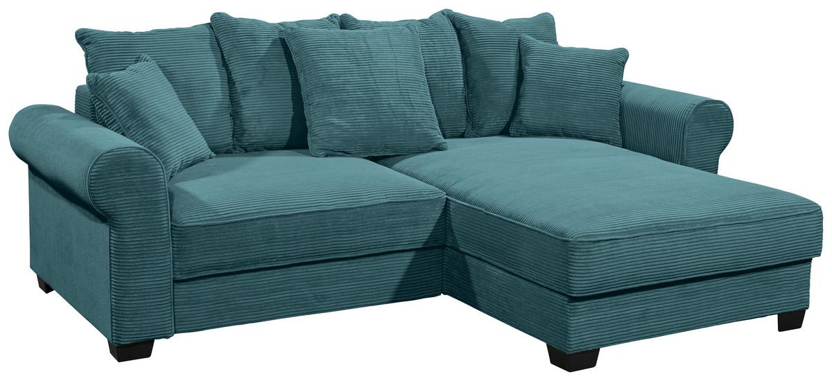 Ecksofa Maureen Azurblau S: 255x185 Cm - Azurblau/Schwarz, KONVENTIONELL, Textil (255/185cm) - MID.YOU