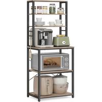 Regal Kitchen Shelf 60 cm Schwarz/Holzfarben - Greige/Schwarz, MODERN, Holzwerkstoff/Metall (60/167/40cm) - MID.YOU