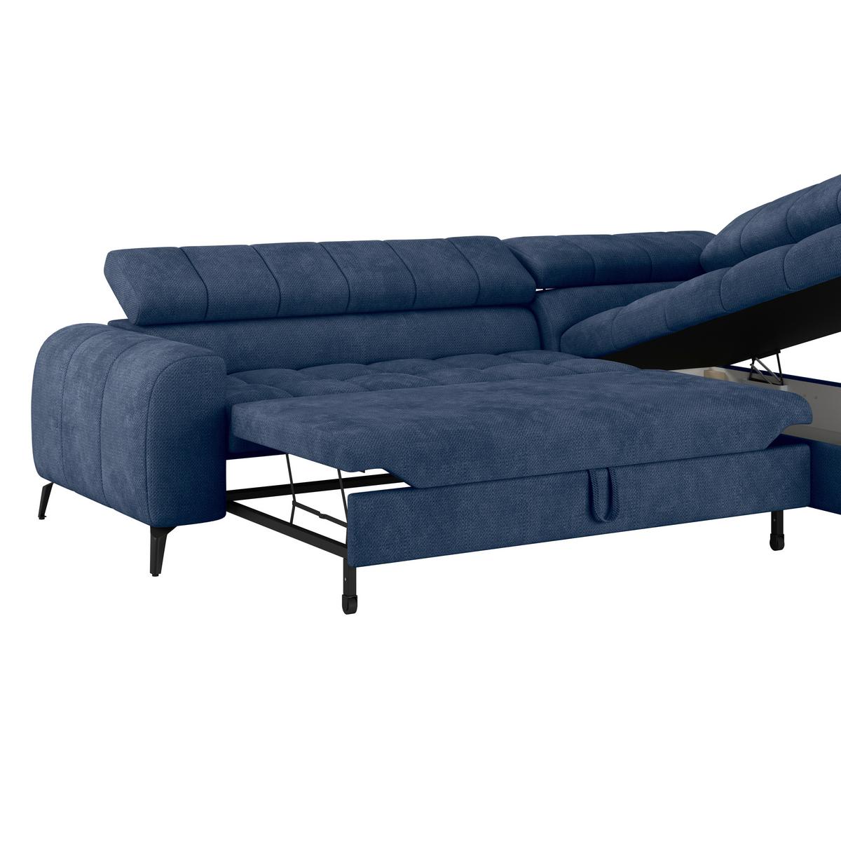 Ecksofa Volf Rechts New Blau, S: 261x203 cm - Blau/Schwarz, Trend, Kunststoff/Textil (261/203cm)