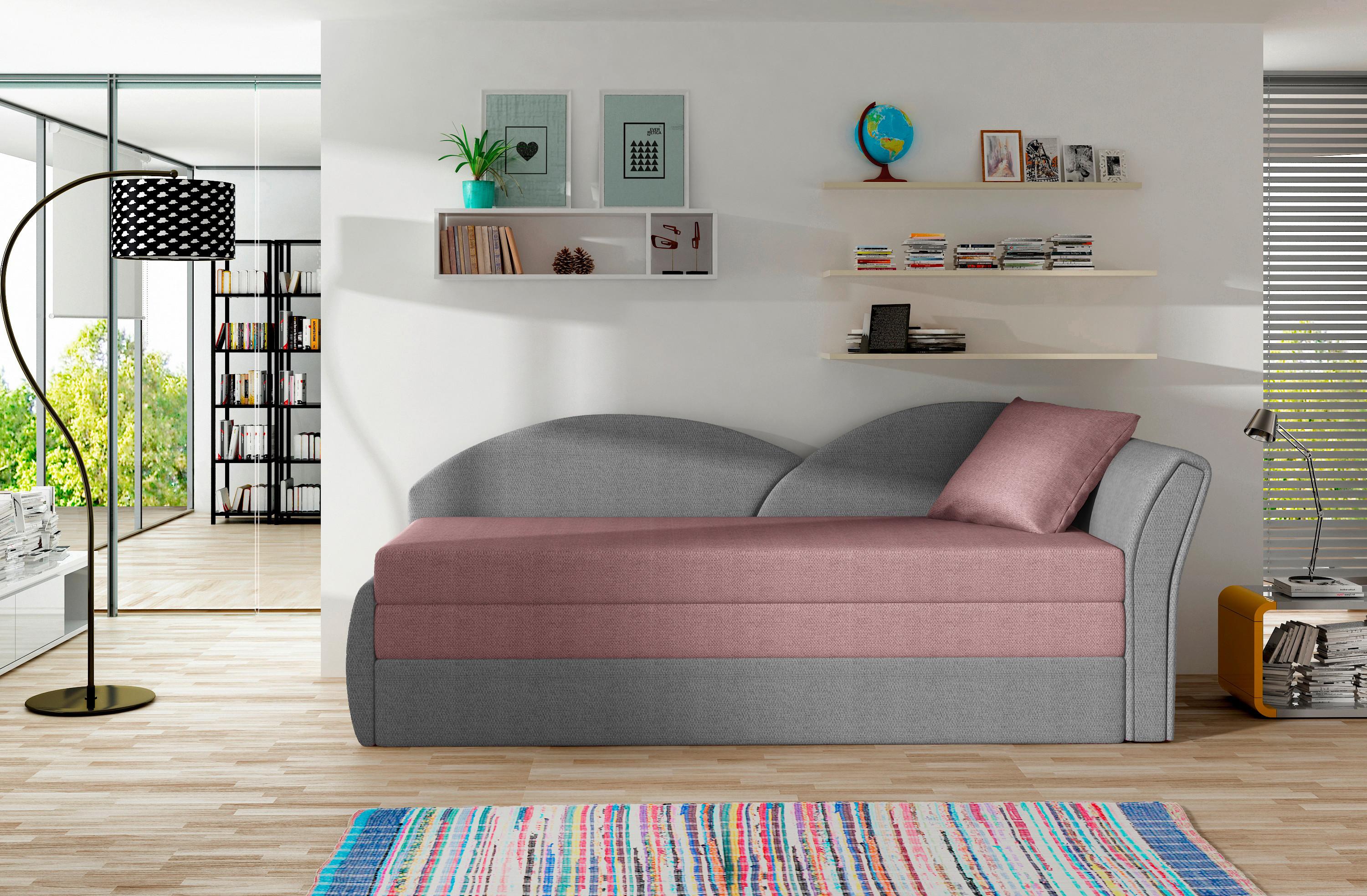 Récamiere Rosa, Hellgrau, S: 218x80 cm - Erlefarben/Hellgrau, Design, Textil (218/80cm) - MID.YOU