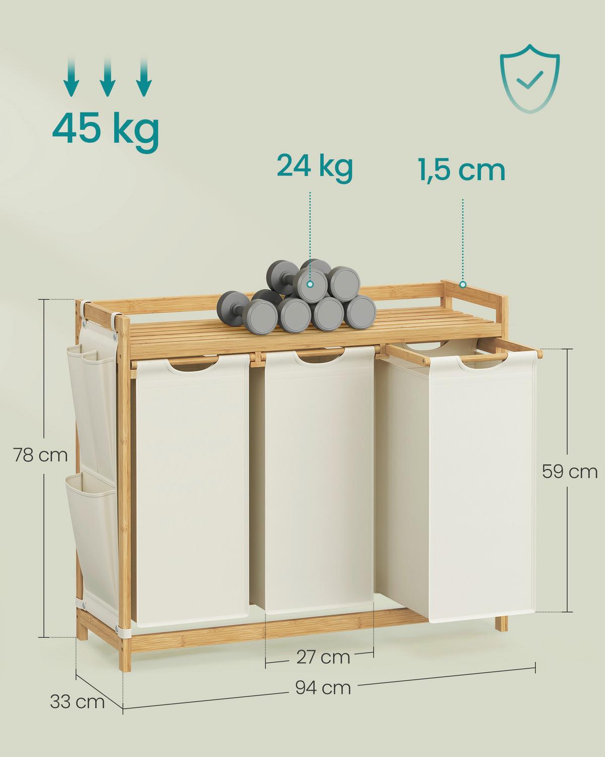 Wäschekorb Ecru B: 94cm - Ecru, Basics, Naturmaterialien/Textil (94/78/33cm)