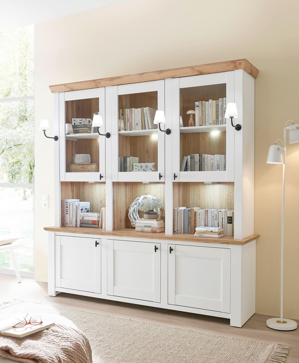 Mehrzweckschrank Bristol Eiche-/Pinienfarben B: 198cm - Eichefarben/Eiche Wotan, Design, Holzwerkstoff (198/206/45cm) - MID.YOU