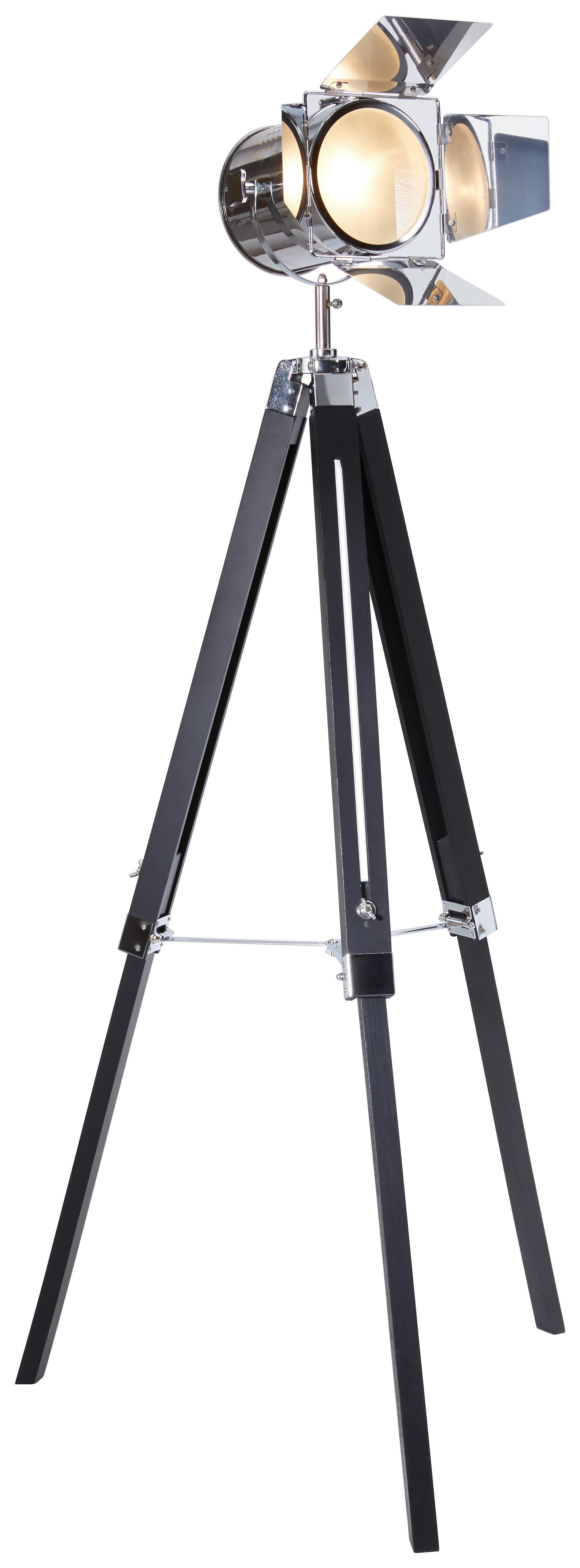 Stehleuchte 2055322 Star - Chromfarben/Schwarz, LIFESTYLE, Holz/Metall (56,5/100-140cm) - Näve