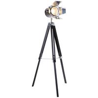 Stehleuchte 2055322 Star - Chromfarben/Schwarz, LIFESTYLE, Holz/Metall (56,5/100-140cm) - Näve