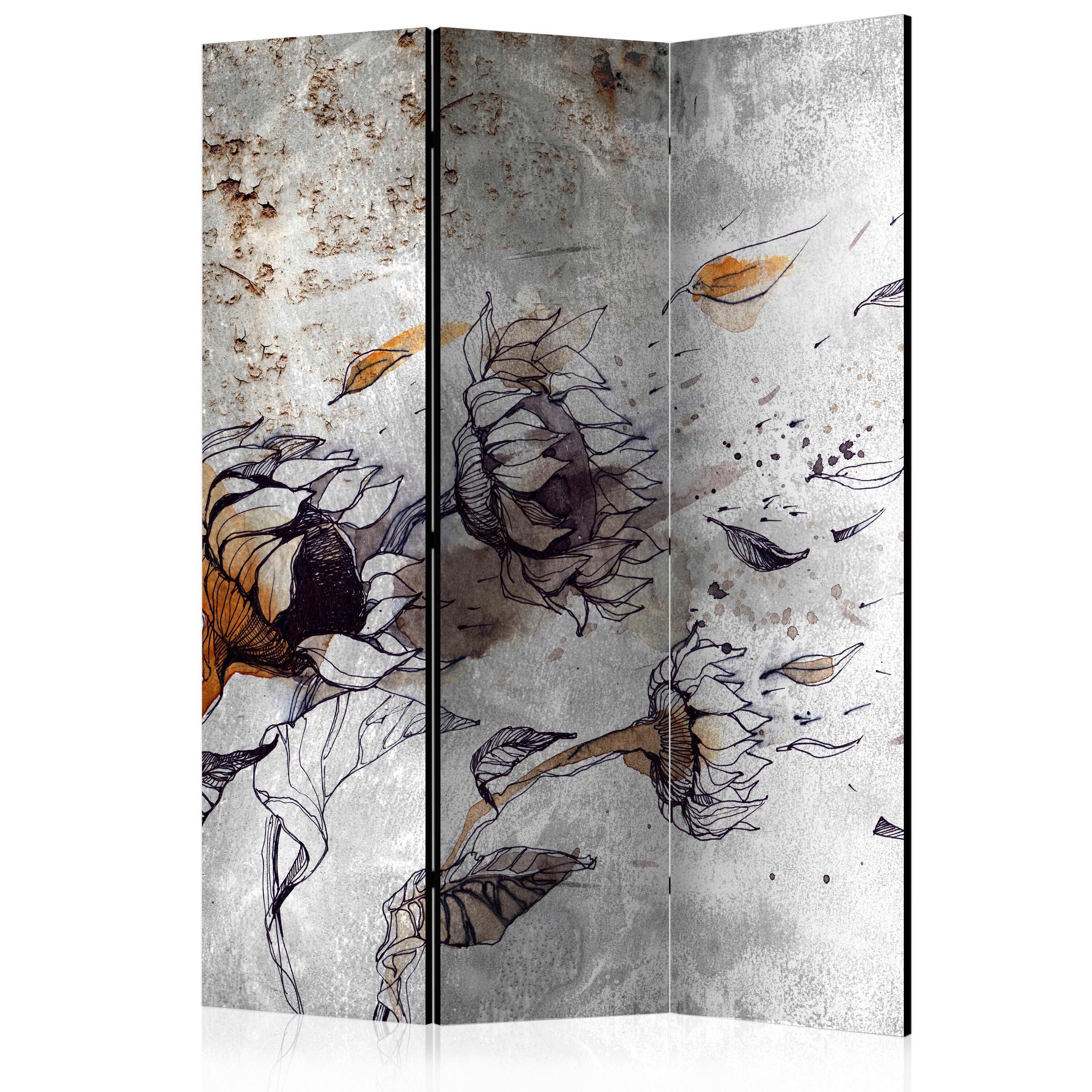 PARAVENT Braun Grau B: 135 cm - Braun/Grau, Basics, Holz/Textil (135/172/3cm) - artgeist
