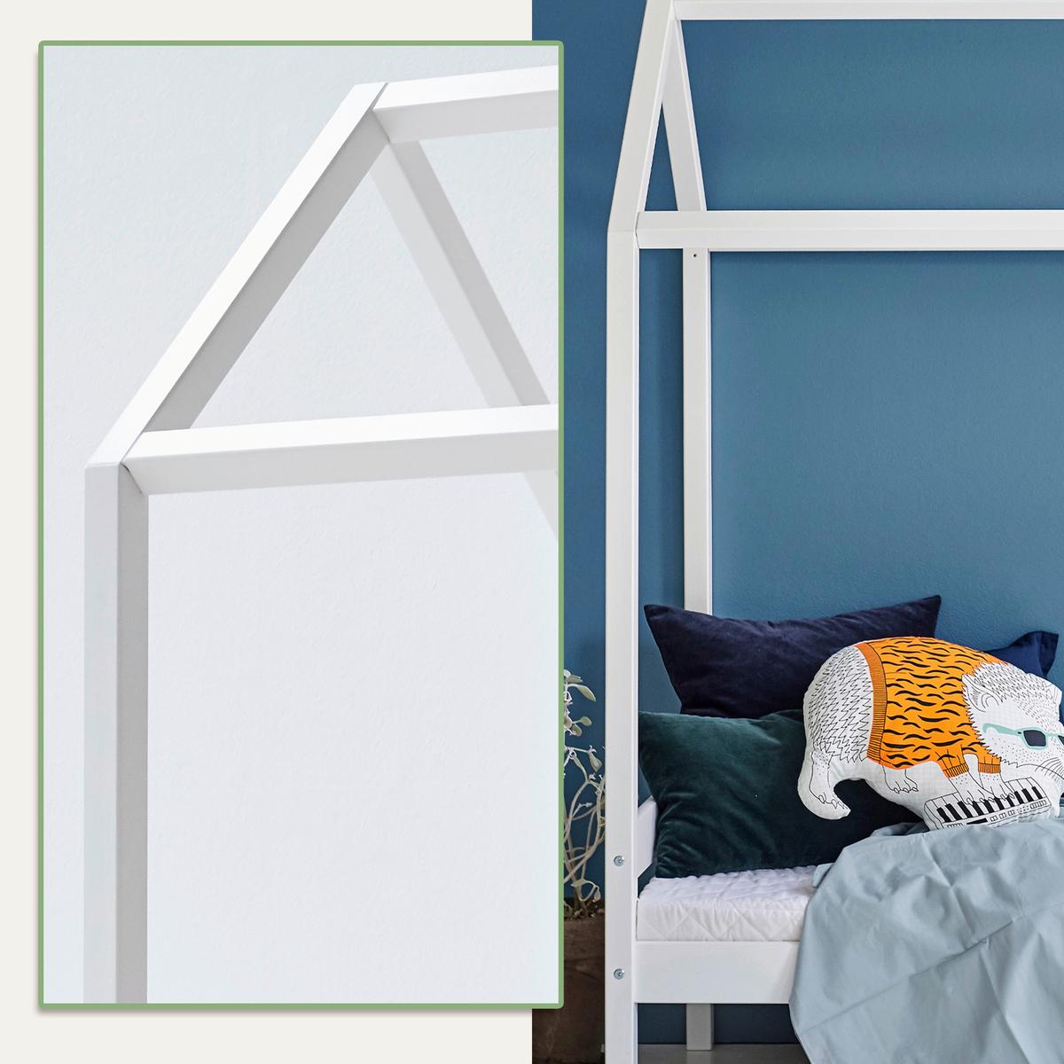 Hausbett Eco Comfort Weiß, Lf: 70x160 Cm - Weiß/Naturfarben, MODERN, Holz (70/160cm) - MID.YOU