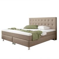 Boxspringbett 180x200 cm Köln Plus - Silberfarben/Cappuccino, KONVENTIONELL, Textil (180/115/210cm) - MID.YOU