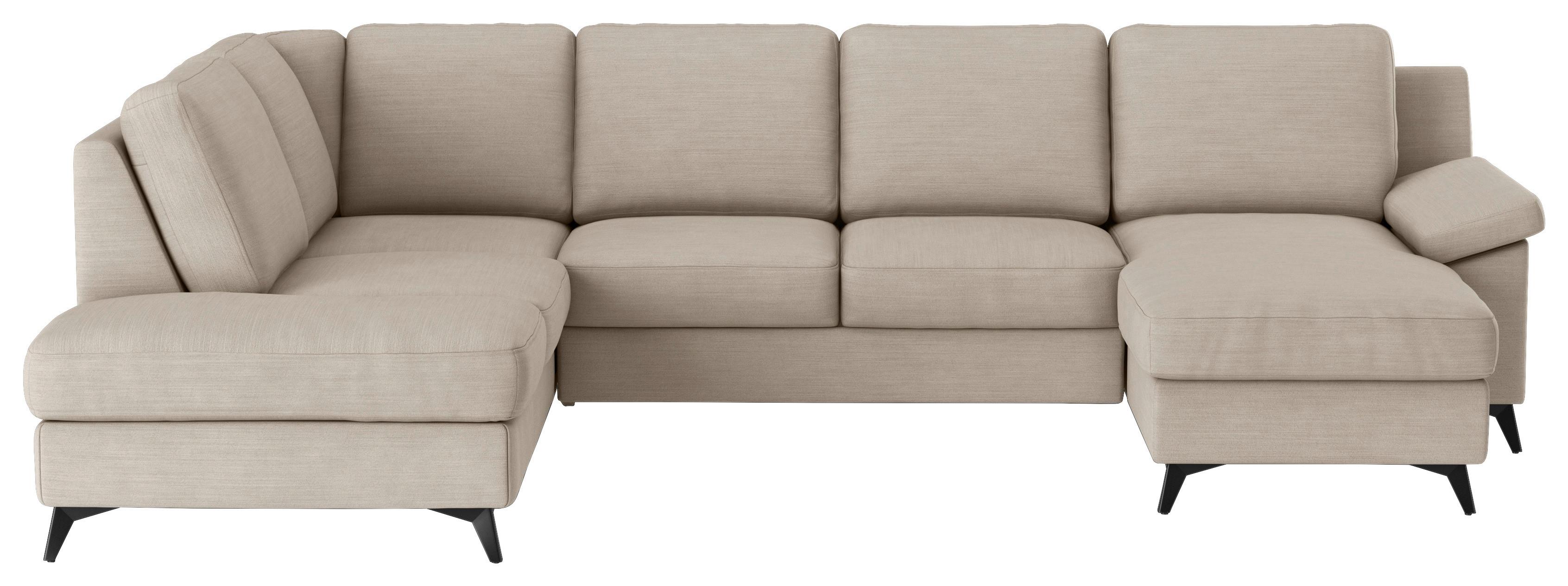 Wohnlandschaft Boom, Beige 204x309x156 Cm - Beige/Schwarz, KONVENTIONELL, Textil (204/309/156cm) - Cotta