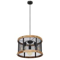 Hängeleuchte H: 120 cm 3-Flammig - Dunkelbraun/Schwarz, Natur, Holz/Metall (40/120cm) - Globo