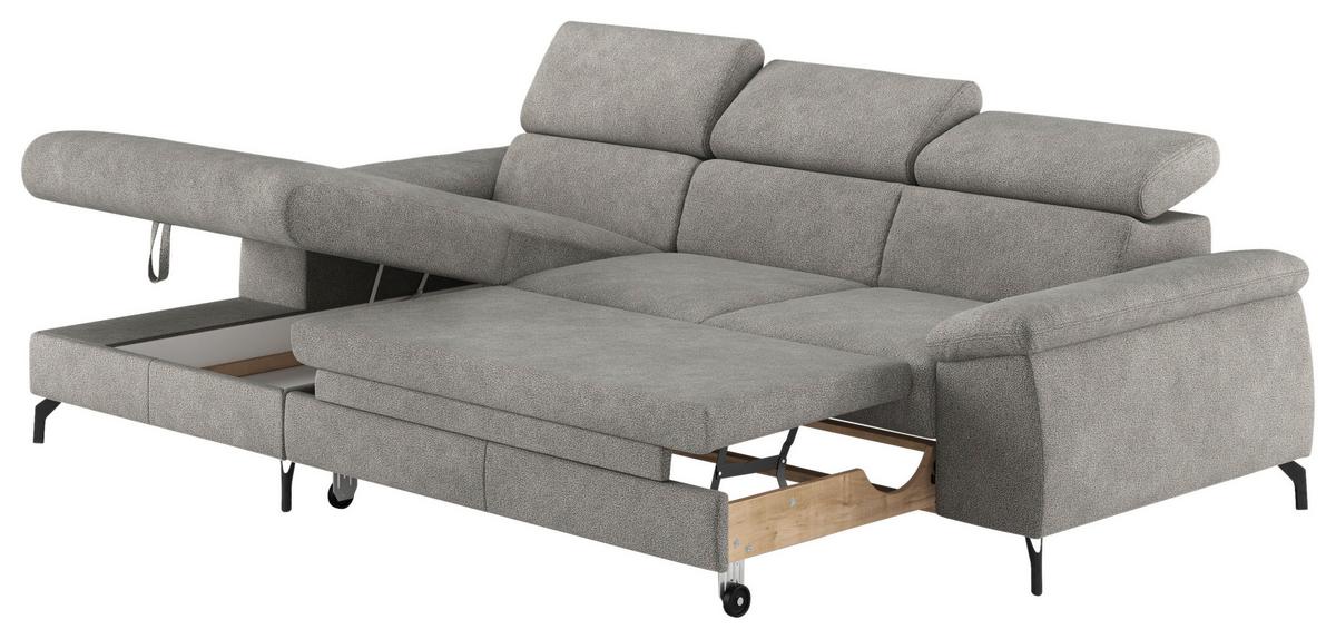 Ecksofa Kitty Hellgrau S. 166x244 Cm - Hellgrau/Schwarz, Design, Textil (166/244cm) - Livetastic