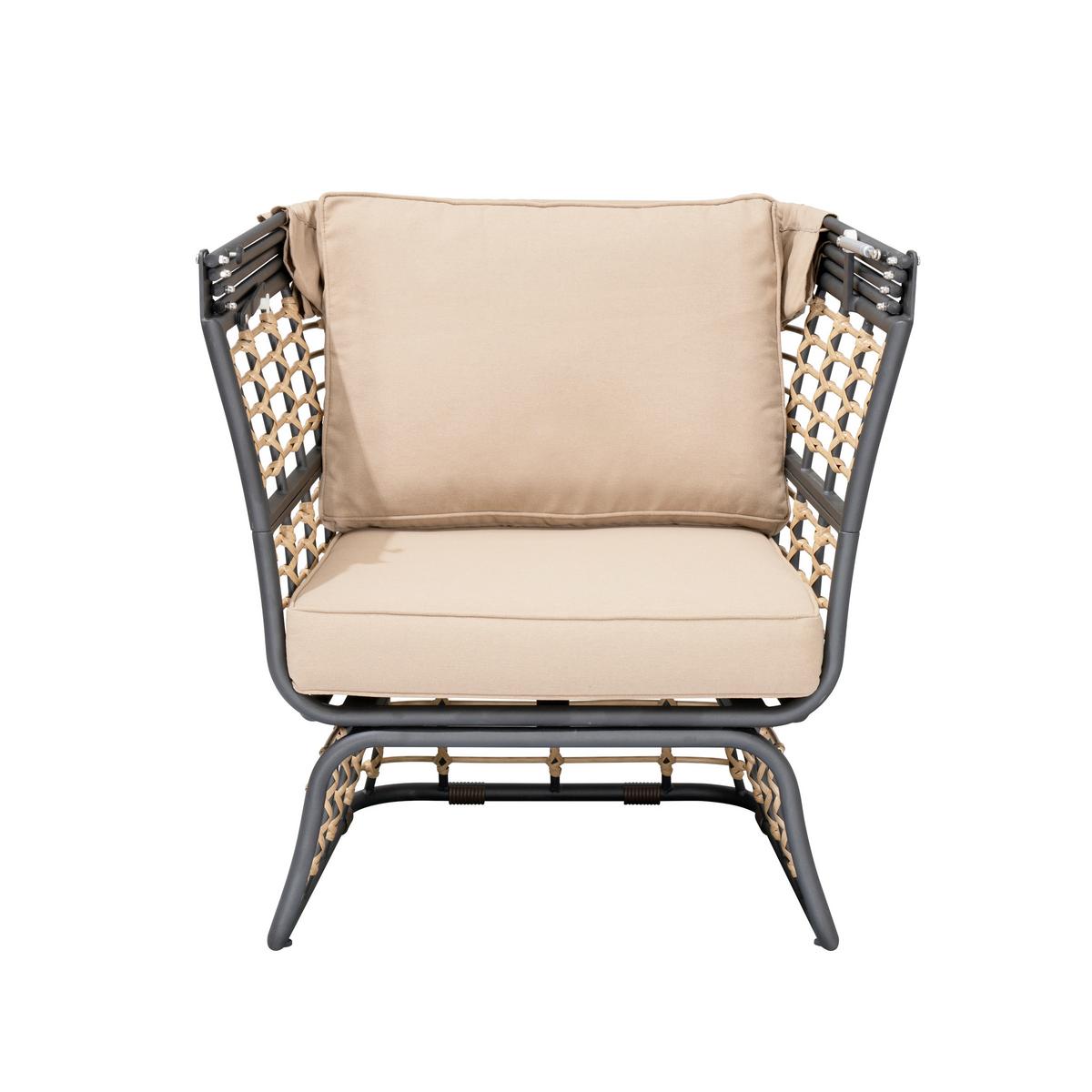 Loungesessel Paros - Anthrazit/Beige, Basics, Kunststoff/Textil (72/154/83cm) - Gardenson