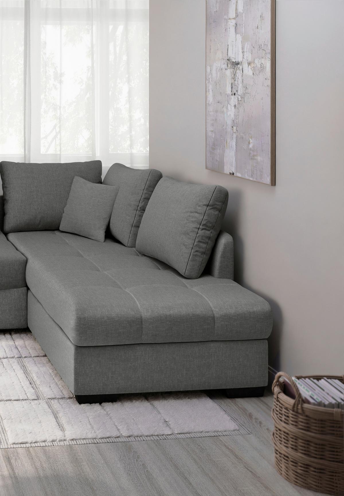 Eckschlafsofa Alvito Graubraun S: 298x202 Cm - Graubraun/Schwarz, MODERN, Textil (298/202cm) - MID.YOU