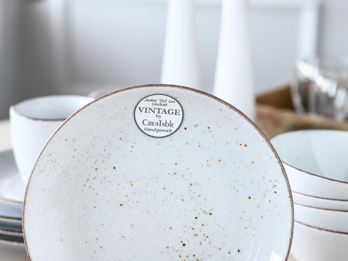 Tafelservice Vintage 12tlg. - Grauweiß/Weiß, Basics, Keramik - Creatable