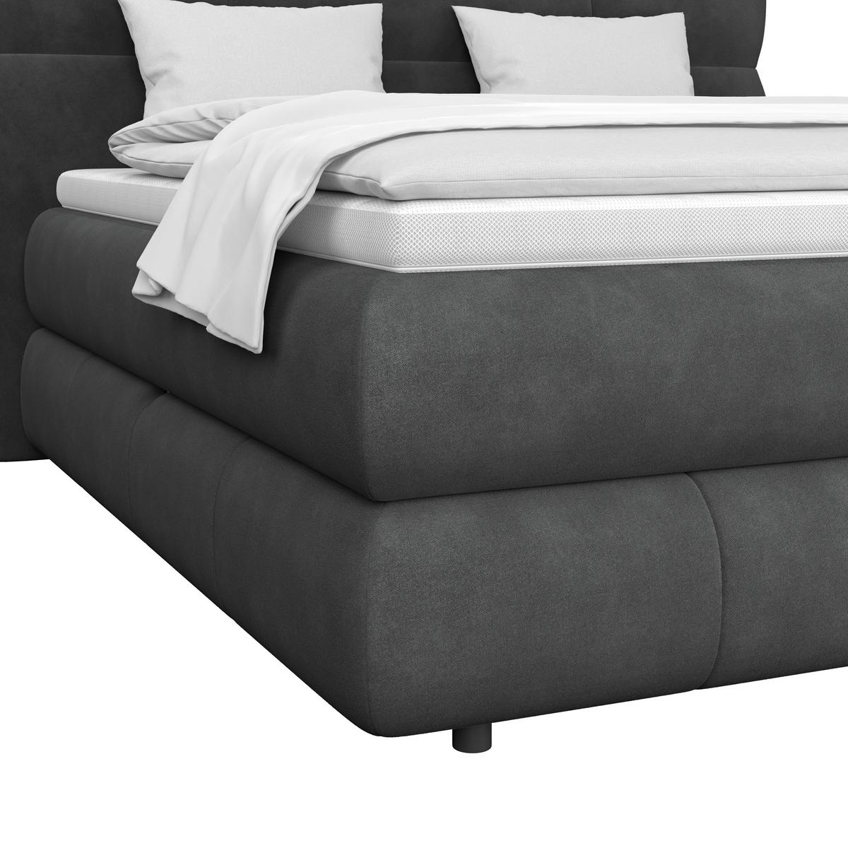 Boxspringbett Carmelo Schwarz 160x200 cm H3 - Schwarz, Trend, Textil (160/200cm)