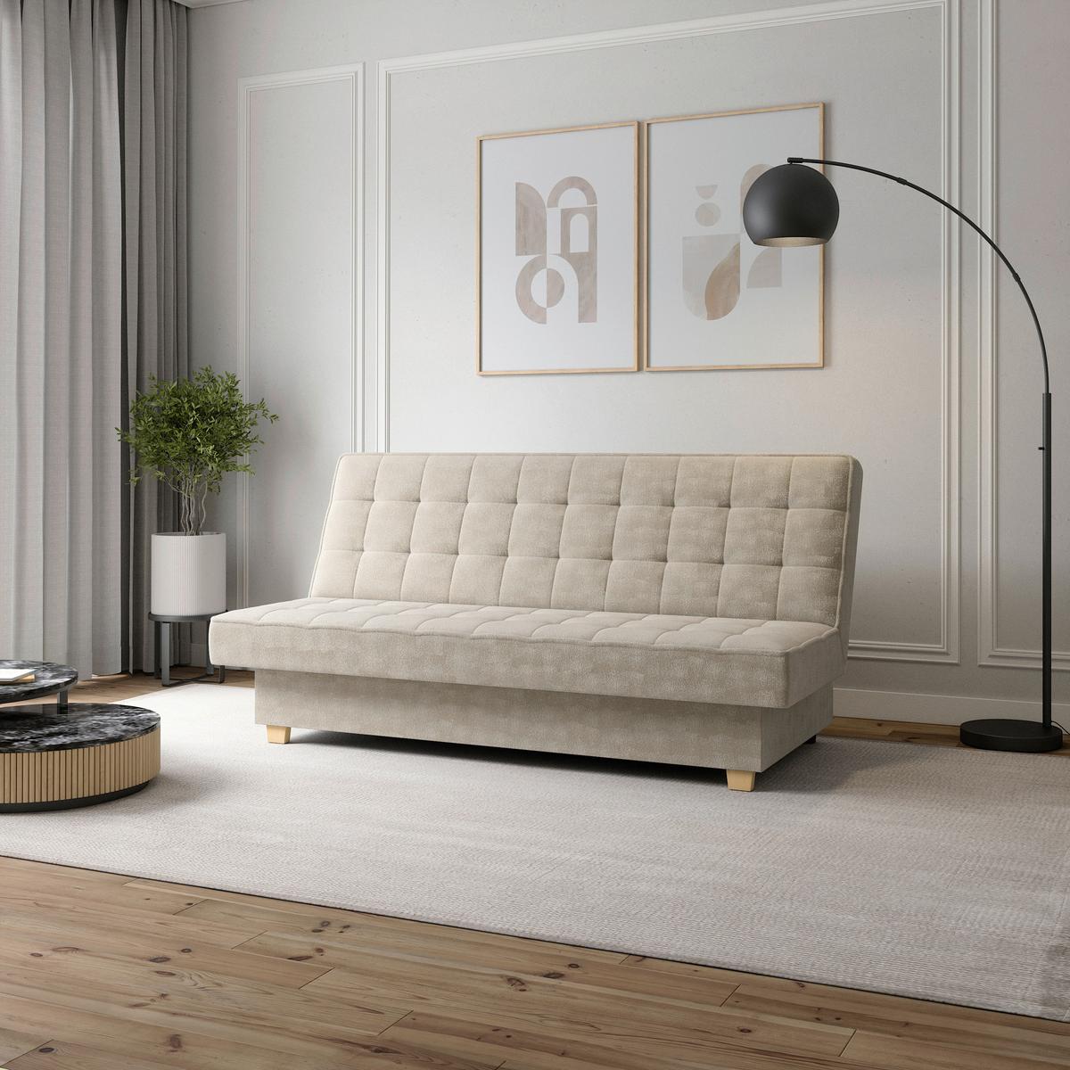 Schlafsofa Miko Creme B: 192 cm - Creme, Design, Textil (192/92/95cm) - MID.YOU